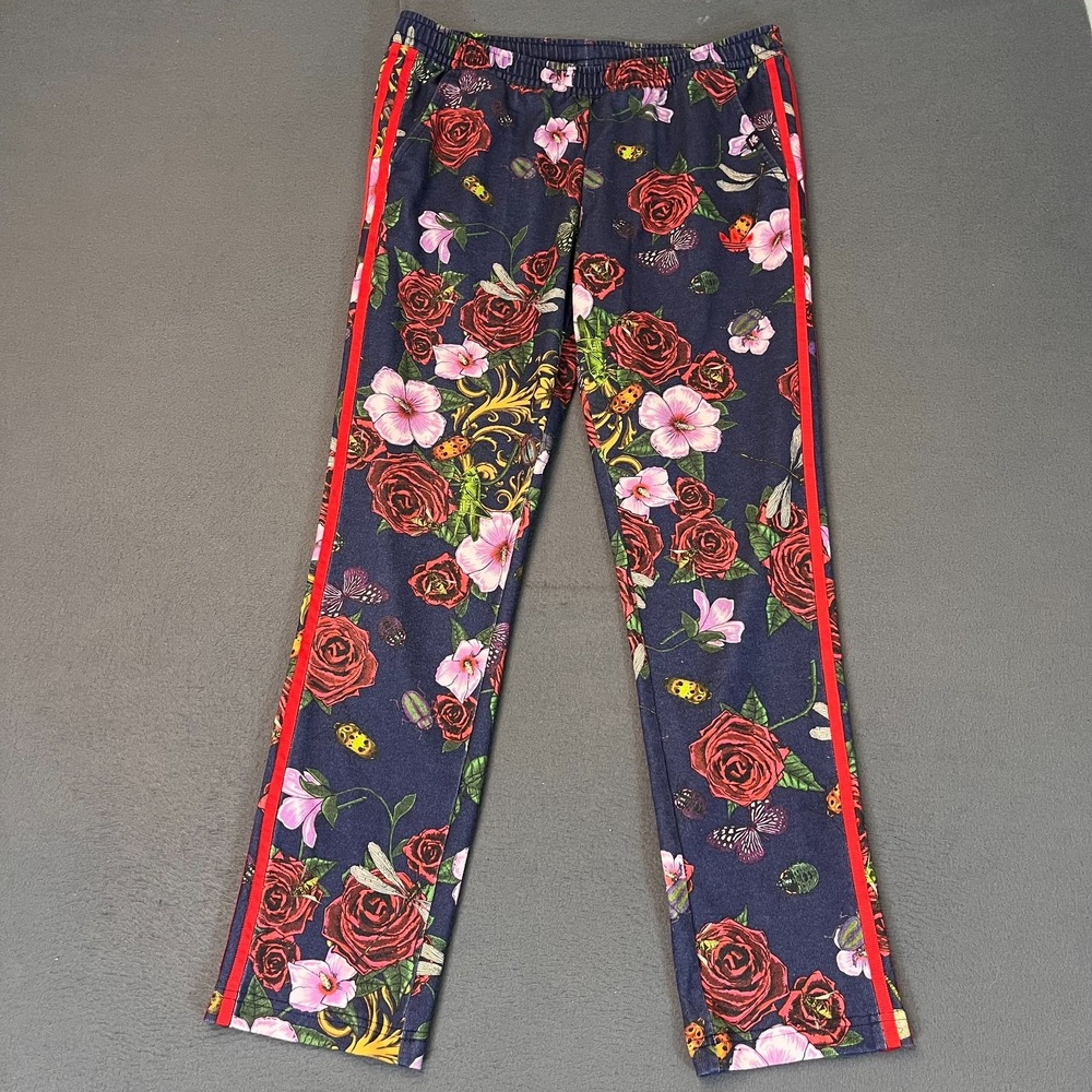ADIDAS RITA ORA Womens Med Sweat Pants Roses & Spray Pant Floral Print‎ Stripe